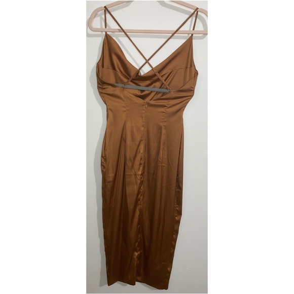 Cowl Neck Satin Midi Dress - Picture 4 of 7